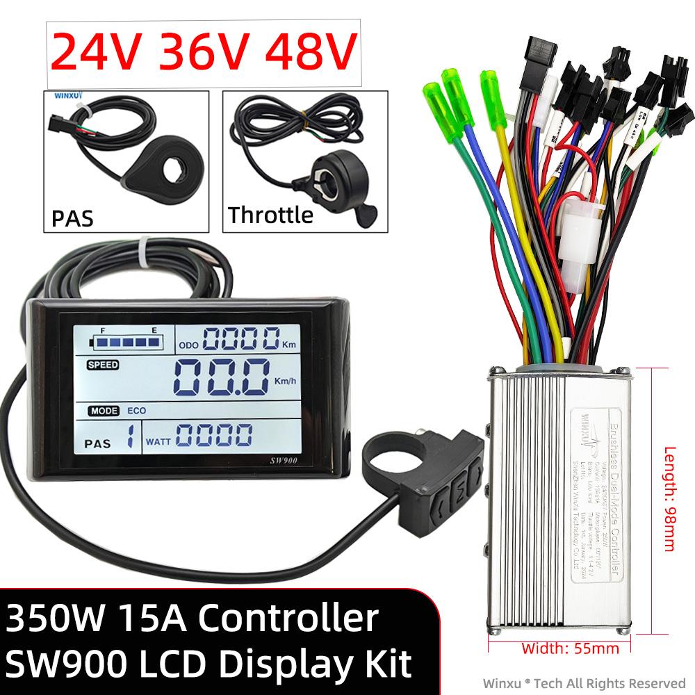24V 36V 48V 250W 350W 500W E-bike Brushless Motor Drive Controller SW900 LCD Display Kit for Electric Bicycle Scooter