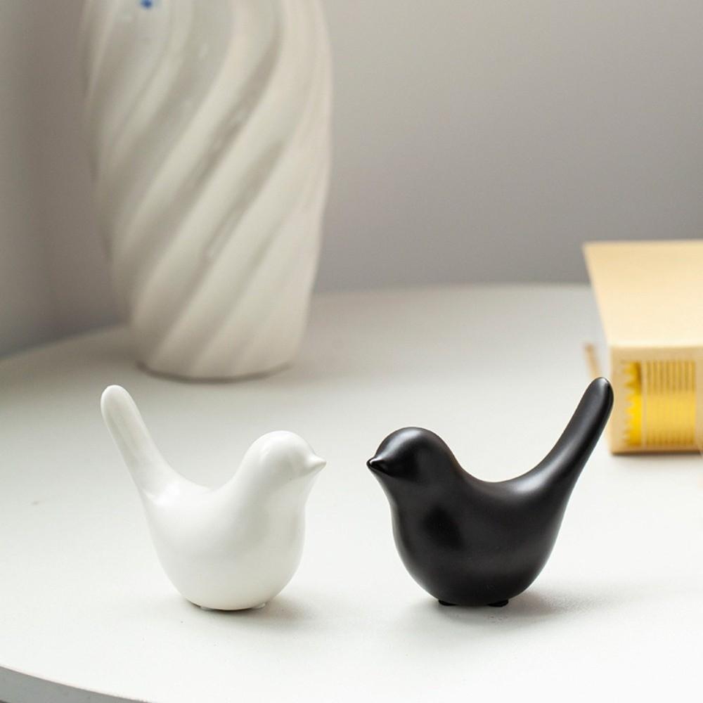Black White Bird Sculpture Nordic Style Animal Statue Ornaments Bird Ceramic Figurines Home Decor