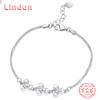 Lindon Women Zircon 925 Sterling Silver Jewelry Geometric Bead Chain Link Bracelet Fashion Fine Wedding Gift for Girlfriend