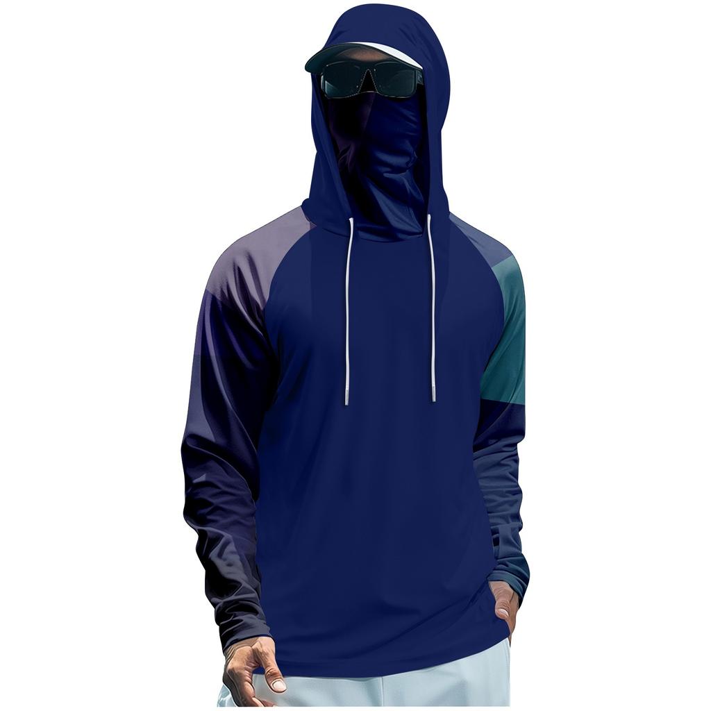 Men's Performance Fishing Raglan Hoodie - UPF 50+ UV Long Sleeve Sun-protective Shirt With Mesh Visor