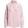 Polo Logo Embroidered Striped Long Sleeve Shirt Women Shirts Pink 211970691-008