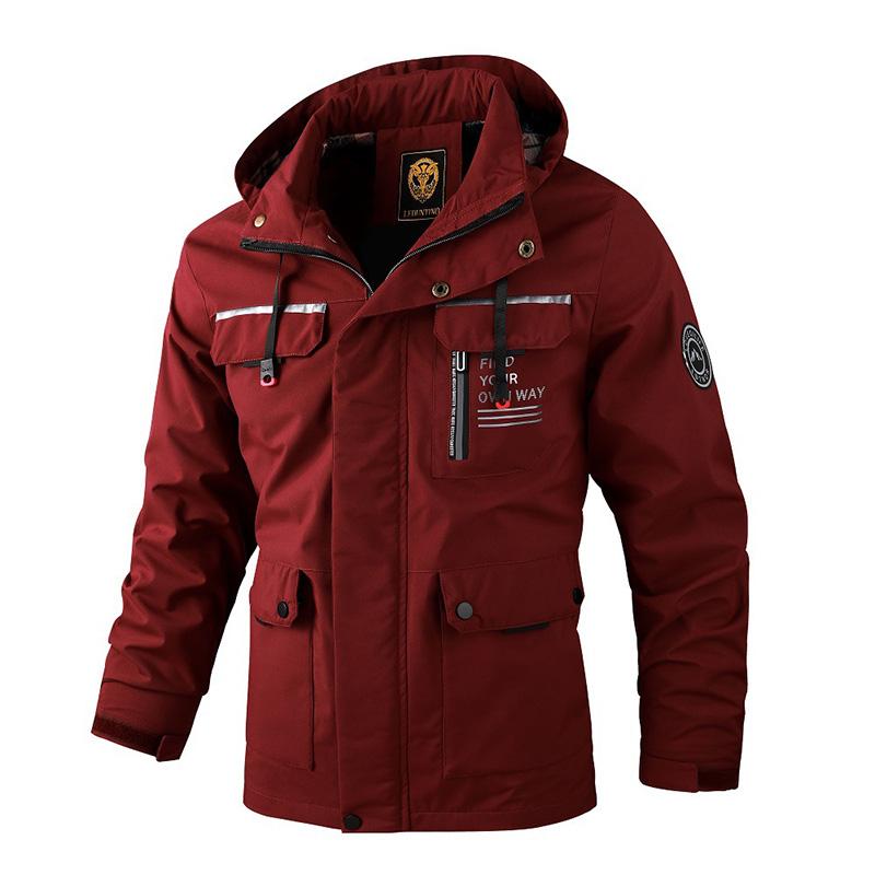 Hooded Jacket Men, In Spring and Autumn, Outdoor Windbreaker Jackets, Mid-length, Windproof, Warm Clothing