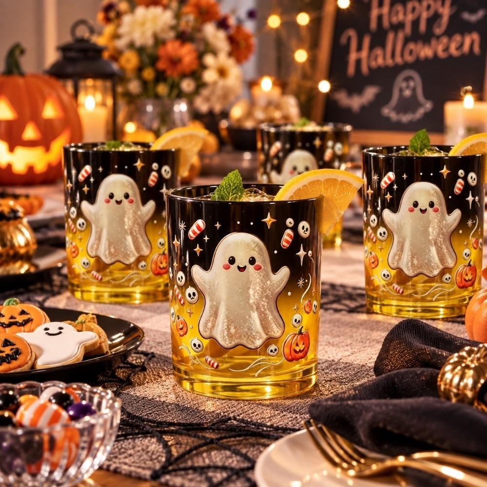 Pumpkin Skull Print Ghost Glass Cup Decorations Drinkware Gothic Halloween Glass Home Decor