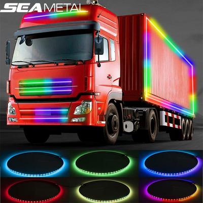 24 В светодиодный мигающий RGB грузовик, окружающий свет, крыша, бампер, дверь, декоративная лампа, полоса, сигнальные огни для грузовика, автомобиля, украшение