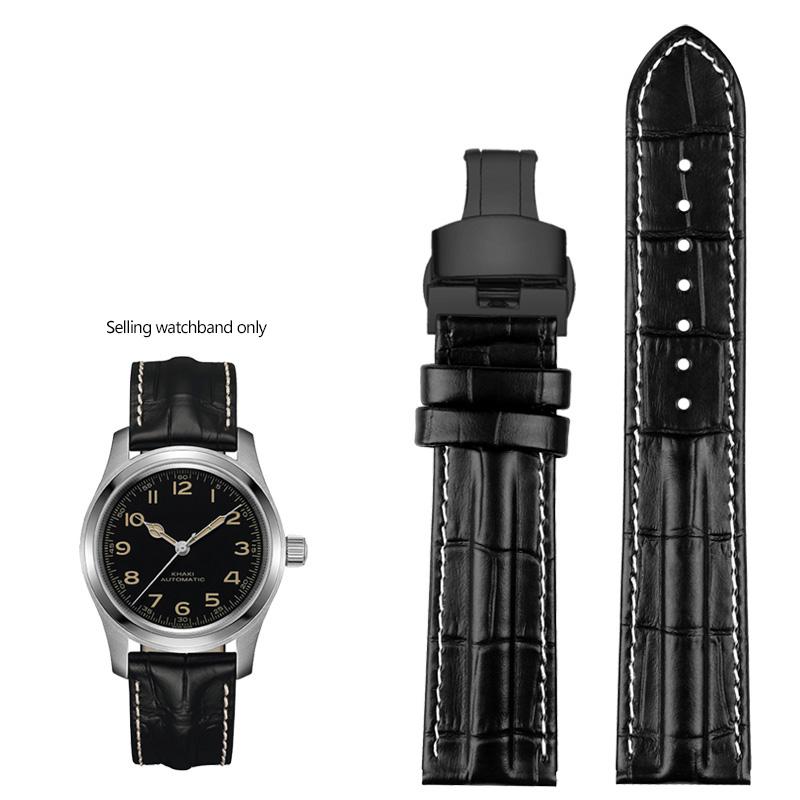 Ремешок для часов из натуральной кожи для Hamilton Khaki Field Jazz H70605731/H32705521 Мужской ремешок для часов из воловьей кожи Браслет 20 мм 22 мм