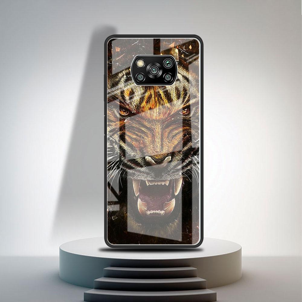 Стеклянный чехол для Xiaomi Poco X3 NFC 11 Lite 11T F3 M3 для Redmi Note 11 10 9 8 Pro 10S 9S 9A 9C, чехол для телефона Лев Волк