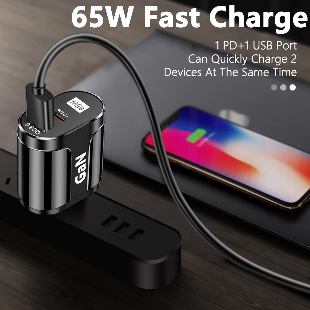 GaN-зарядное устройство PD33W: Быстрая зарядка QC3.0 9В/12В, спецификация EU/AU/UK, USB Direct Charge