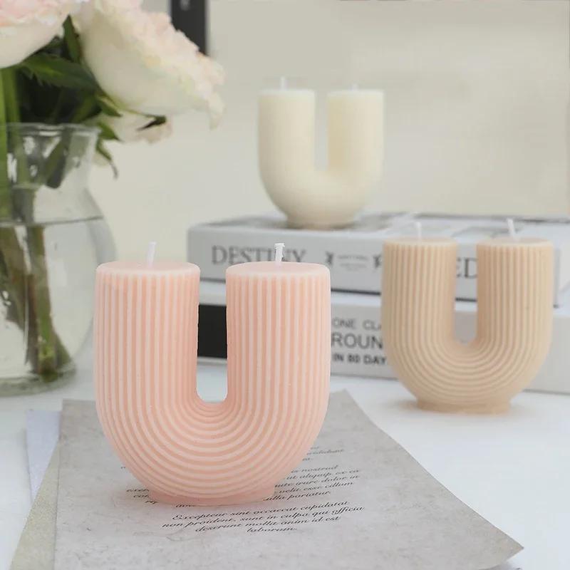 U-Shaped Home Decorative Candle Geometric Scented Candles Rainbow Bridge Room Decor Aroma Candles Decorations Aromatherapy Velas