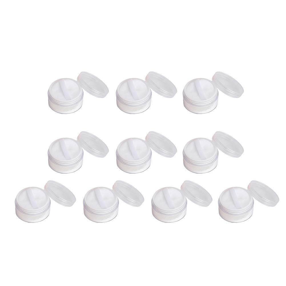 BESTOYARD 20g Powder Case with Small Divided Container with Inner Portable Refill Pack of 10 Puff, Stopper, Transparent, Container,