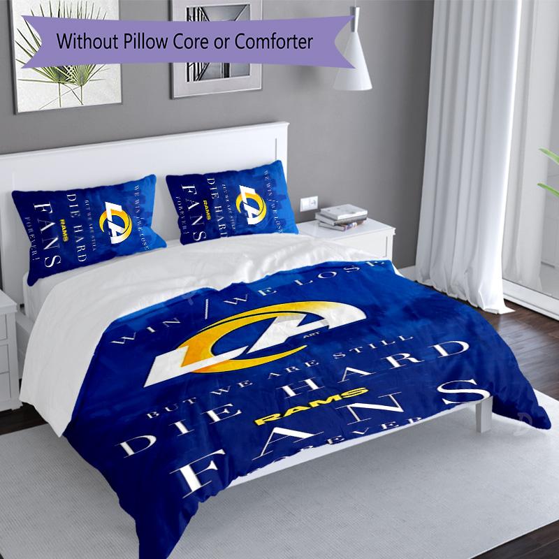 3pcs Los Angeles Rams logo pattern bedding set duvet cover set includes duvet cover &pillowcases, perfect all season bedroom decoration & gift