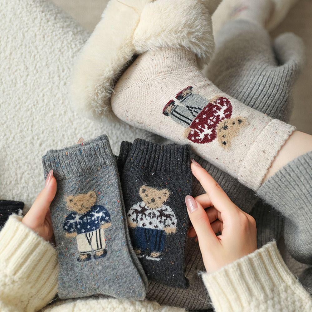 Cartoon Women's Socks Bear Wool Socks Soft Cotton Socks Gifts