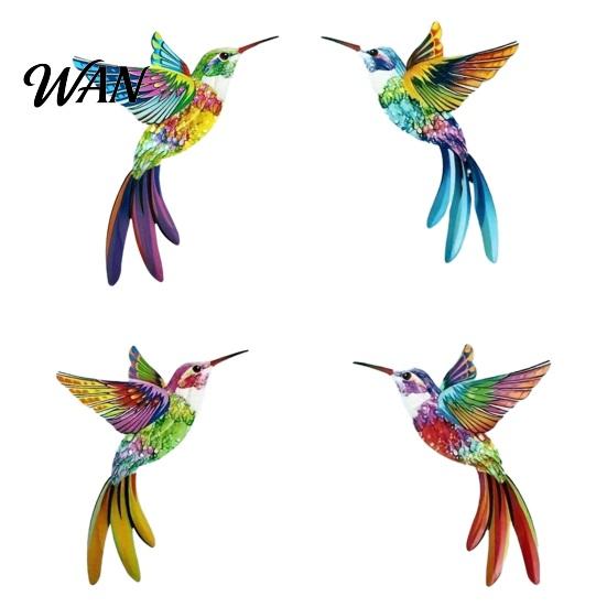 2D Acrylic Bird Art 4 Pcs Hummingbird Wall Colorful Garden Birds Sculpture Outdoor Fence Nature-inspired Decoration Hanging Ornaments for Yard Living