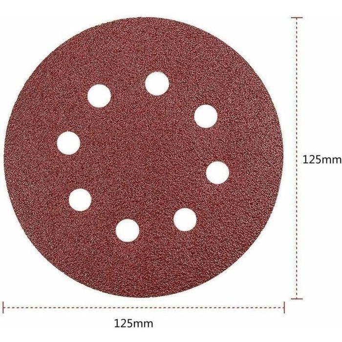 AIMOONSA Lot 100 disques abrasifs 125 mm pour ponceuse excentrique - P60/P80/P100/P120/P240