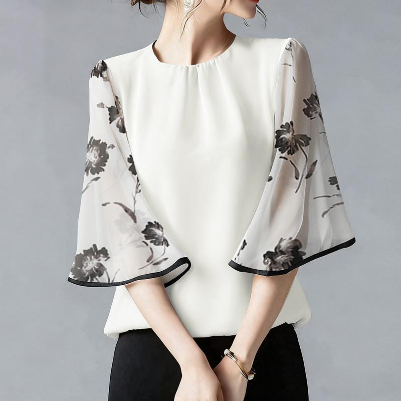 ZANZEA Женская повседневная блузка с круглым вырезом, свободного кроя, с полурукавом