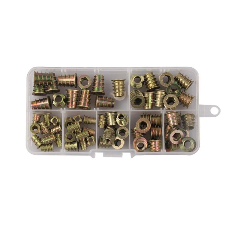 75 шт. Шестигранные Socket Винтовые Соединители Болт Крепеж Резьбовые Вставки Гайка Комбинированный Набор Инструментов Для Деревянной Мебели