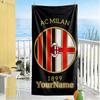 Ac Milan Personalized Text Beach Towel High Absorbency & Quick-Dry Suitable for Swimming Gym Camping Yoga Vacation