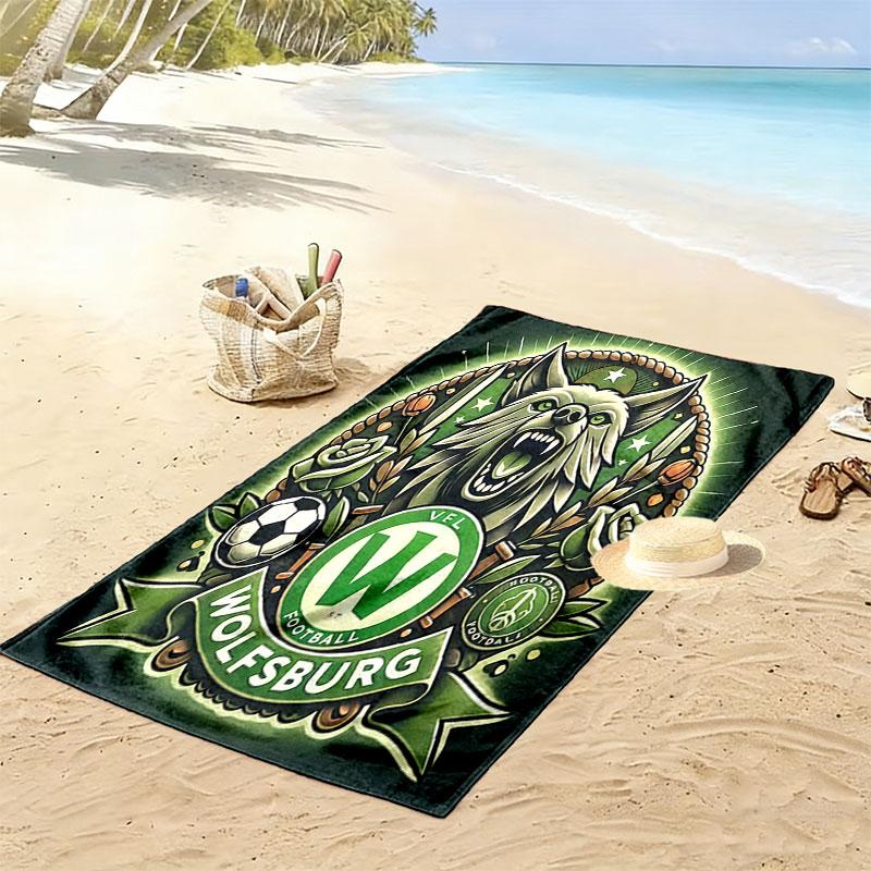 VfL Wolfsburg Print Beach Towel, Large Soft Quick Dry Towel for Beach Camping Swimming