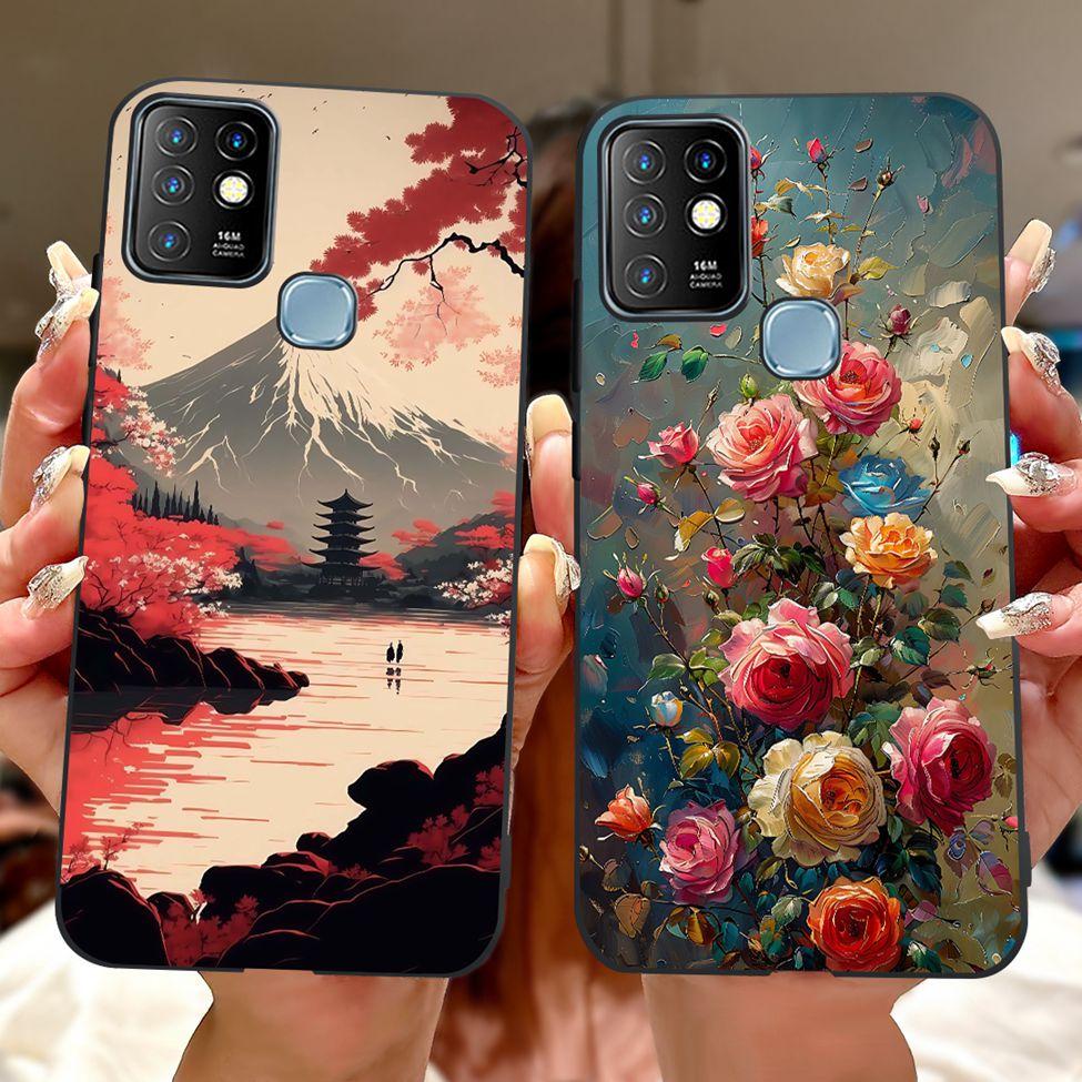 Для Infinix Hot 10 Чехол Силиконовый Милый Кот Модные Цветы Роскошная Расписная Задняя Крышка Для Чехла Телефона Inifnix Hot 10 X682B X682C