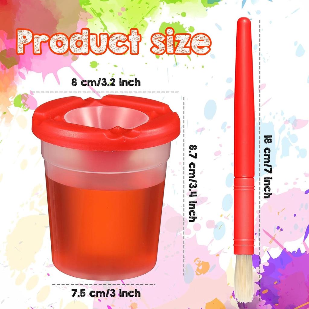 40 штук непроливаемых стаканчиков для краски с кисточками для рисования для детей, стаканчики для краски с крышками для детей, инструменты для рисования для малышей, кисти для акварели, темперы,