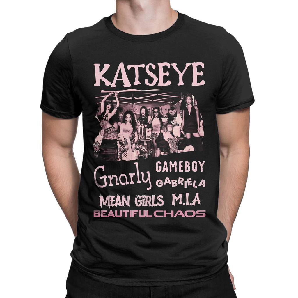 Casual Katseye Kpop Girl Group T-Shirt Men Crew Neck Cotton T Shirts Short Sleeve Tee Shirt Printed Clothing