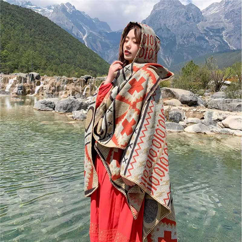 Дышащая, теплая и универсальная домашняя, осенне-зимняя женская шаль для путешествий, толстый плащ, одеяло с кондиционером
