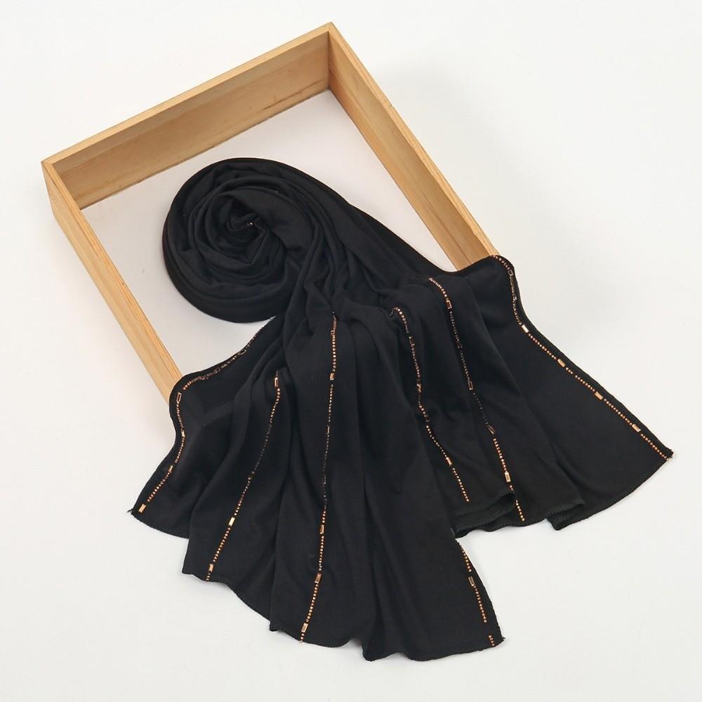 Solid Color Rhinestone Hijab Scarf Soft Stretch Shawl Fashion Jersey Hijab Fashion Accessory