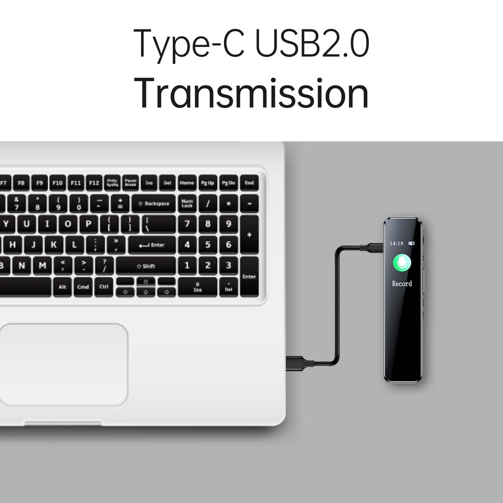 Noise Reduction Voice Recorder with Playback Portable TypeC USB2.0 Transmission 1536KBPS HD