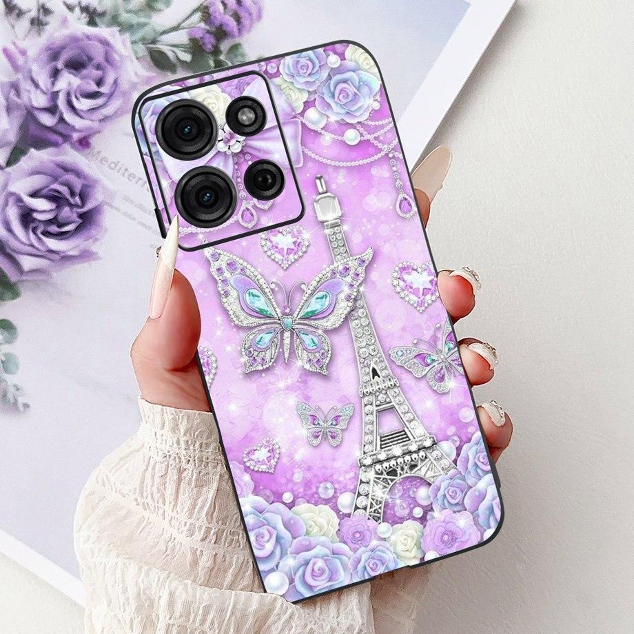 For Motorola G05 G15 Power G35 G55 G75 E15 Phone Case Back Cover Girly Fashion Flower Butterfly Paintong Soft TPU Bumper Fundas