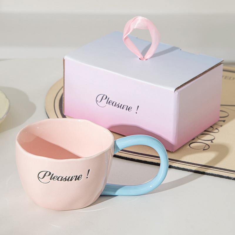 300 мл Английская простая кофейная чашка конфетного цвета для пары, керамическая кружка для чая с молоком, овсяная кружка для завтрака, посуда для напитков, кухонная чашка, подарки для пары