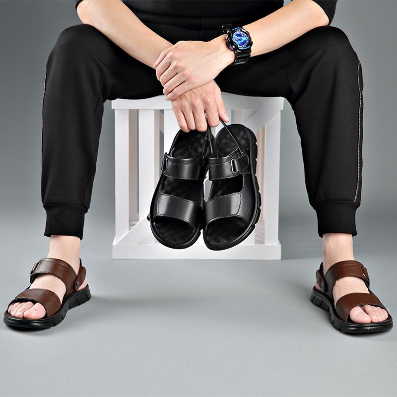 Модные мужские новые летние мужские сандалии с открытым носком Модные тенденции Пляжная обувь Тапочки Мужские сандалии Мужские сандалии Летние кожаные сандалии drt