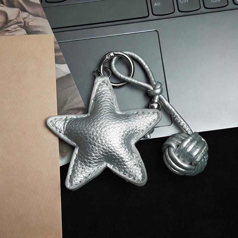 Bag Charm Colorful Five-pointed Star Woven Rope Leather Pendant New Star Woven Ball Bag Pendant Creative Small Accessories