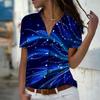 2025 Summer New Fashion Women's Leaf Printed Short Sleeve V-neck Casual Button-down Shirt Top