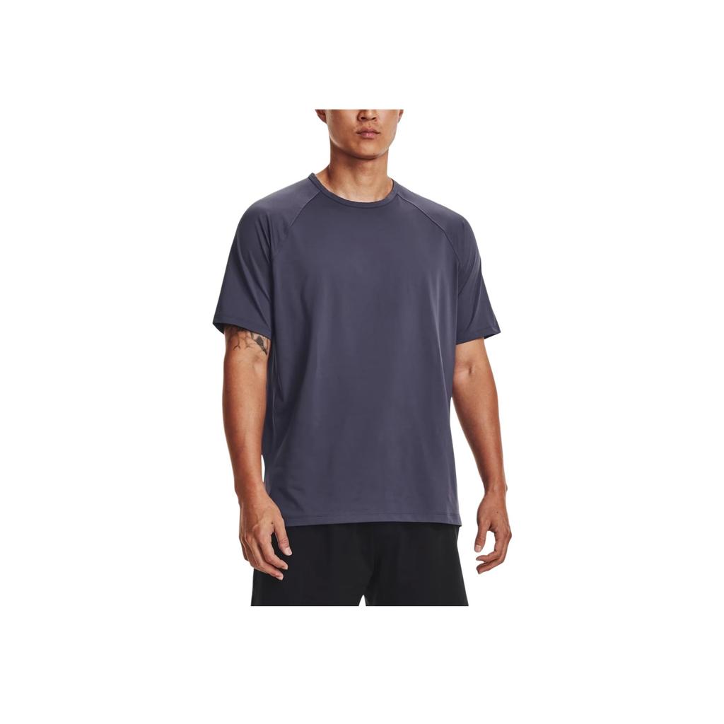 Under Armour Solid Color Crew Neck Casual Pullover Sports Short Sleeve T-Shirt Men Tops Purple 1373728-558