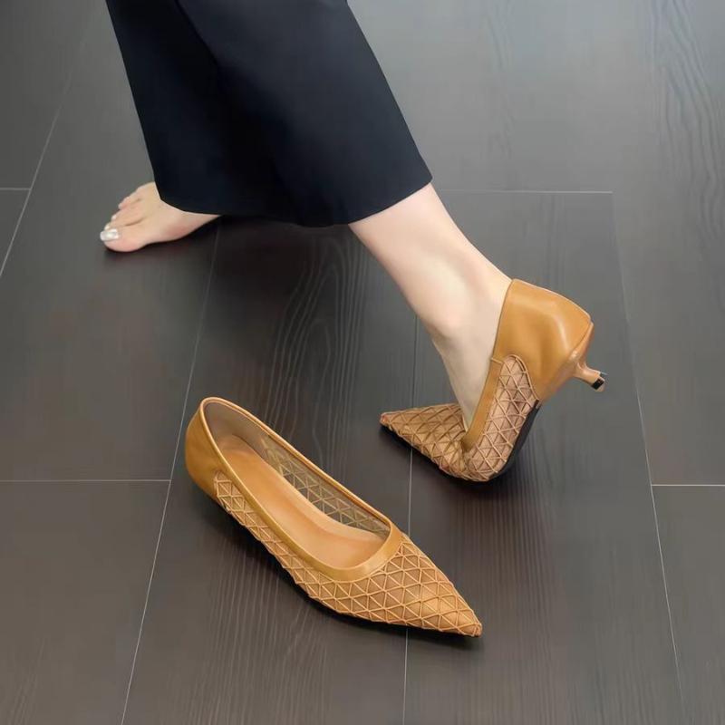 Модный бренд Туфли-лодочки с острым носком Женские Сетчатые Дышащие Туфли для платья Женские Неглубокие Элегантные Дизайнерские Высокие каблуки Женские