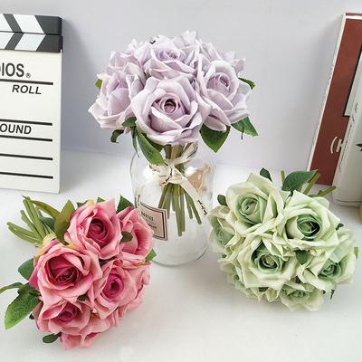 Имитация цветка, букет из 7 роз, искусственные цветы для свадебного цветочного оформления, искусственные цветы для украшения гостиной дома