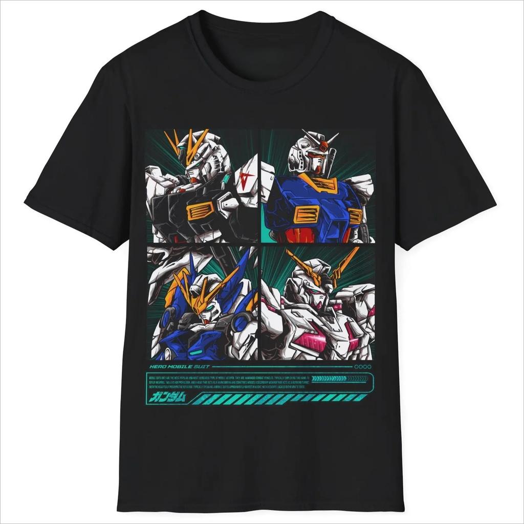 Графическая футболка Mobile Suit Gundam 100% Хлопок Оверсайз унисекс Рубашка Y2k Унисекс Короткий рукав Круглый вырез Продажа Популярная Высокое качество