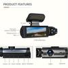 1080P Dual Camera Dash Cam For Cars With IR Night Vision, Loop Recording, And Wide Angle Lens - 3.16 Inch IPS Screen