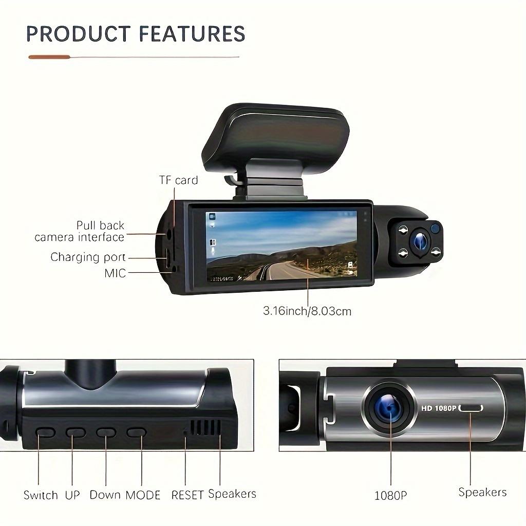 1080P Dual Camera Dash Cam For Cars With IR Night Vision, Loop Recording, And Wide Angle Lens - 3.16 Inch IPS Screen