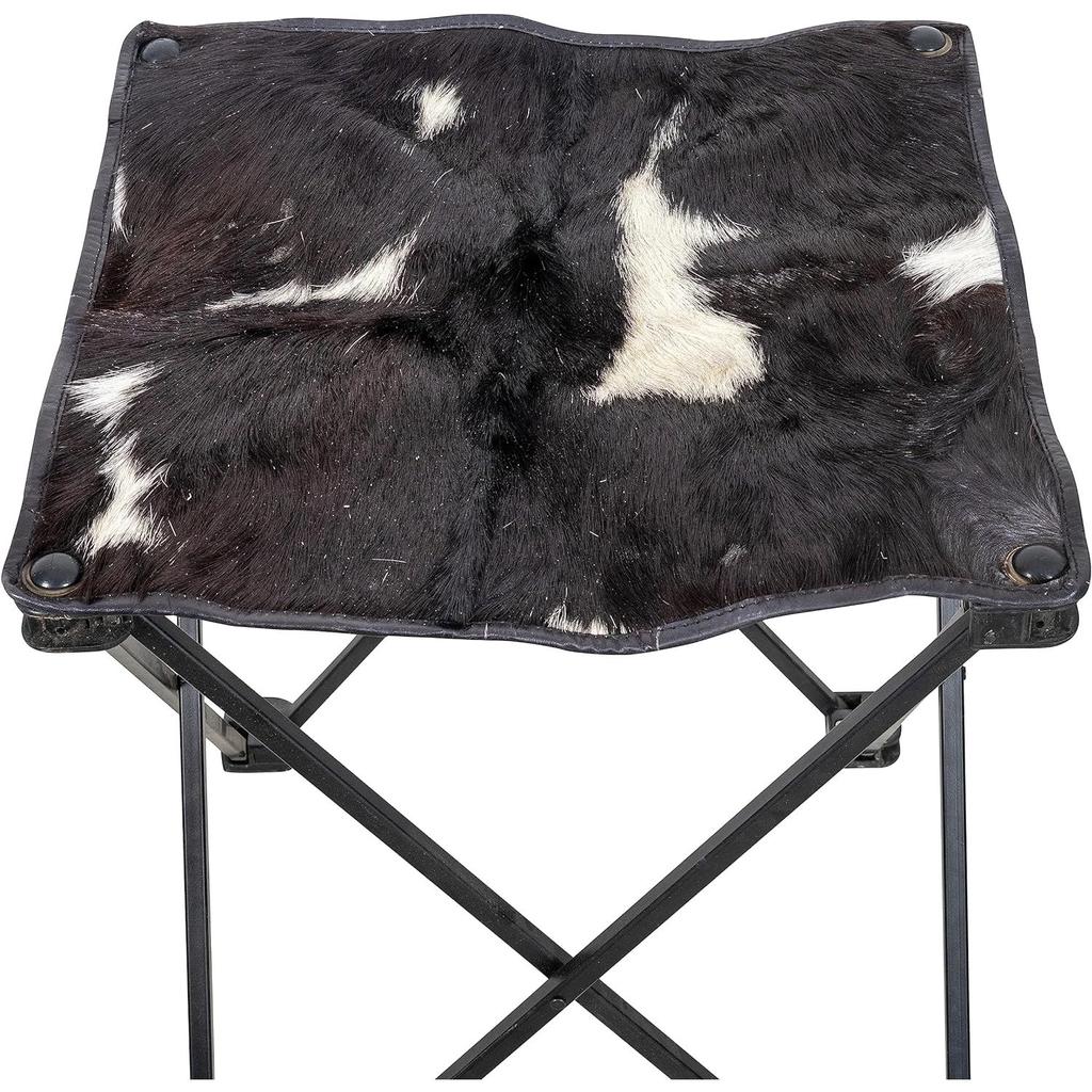 Vintage Hair-on Camping Stool, Portable Folding Stool for Outdoor Walking Hiking Fishing Camping Chair Foot Stool,Collapsible, Portable Footrest