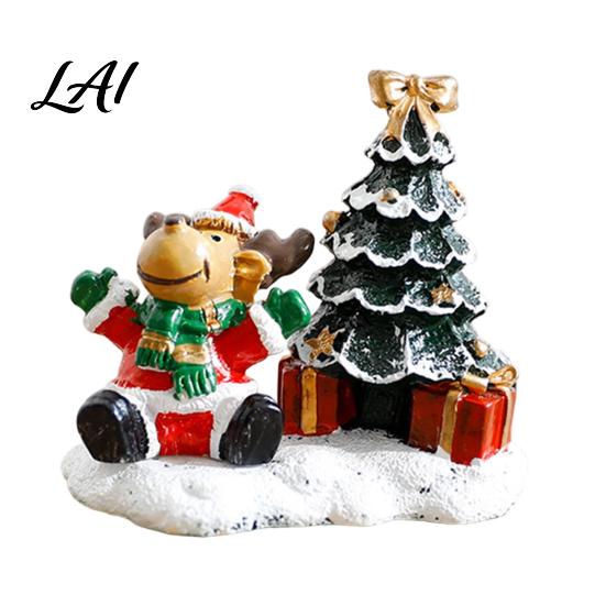 Desktop Ornament for Christmas Tree Ornaments Resin Santa Claus/Snowman/Elk/Drum Figurines Holiday Ornaments Home Decoration Winter Festive Tabletop