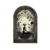 Dark Floral Halloween Art Arched Wooden Wall Decor, Ghost Cat Double-Layer Hanging Ornament, Distressed Gothic Medieval Window Style Decor Tabletop