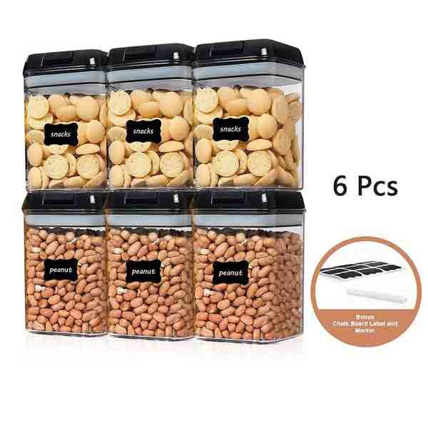 Герметичный контейнер для хранения пищевых продуктов, набор из 6 предметов, пластиковый контейнер для пищевых продуктов, кухонная герметичная банка для хранения мультизерновых продуктов, банки для сыпучих круп