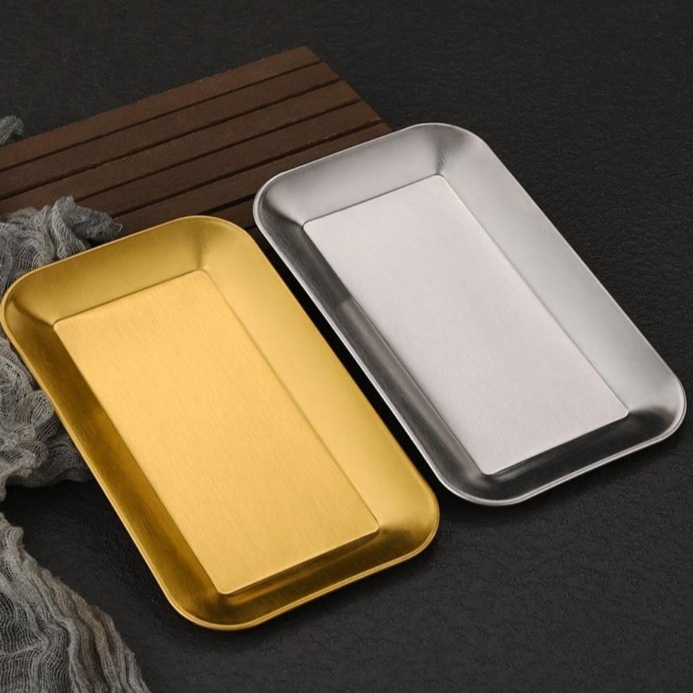 2PCS/SET Rustproof Stainless Steel Tray Flat Design BBQ Plate Serving Plate Shallow Tray Buffet