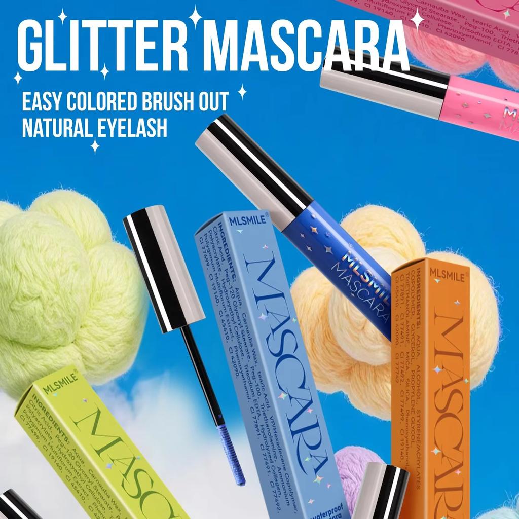 Sparkling Gold Diamond Mascara Glitter Pearlescent Small Metal Bar Waterproof Fast Dry Eyelash Curl Extension Christmas Makeup