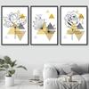 Scandinavian Line Geometric Yellow & Grey Rose Peony Leaf Floral Botanical Modern Art Prints Wall Pictures Posters Artwork