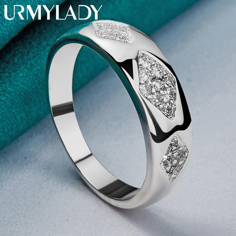 925 Sterling Silver Rhombus Zircon 7 8 9 10 Ring For Women Fashion Wedding Engagement Party Charm Jewelry