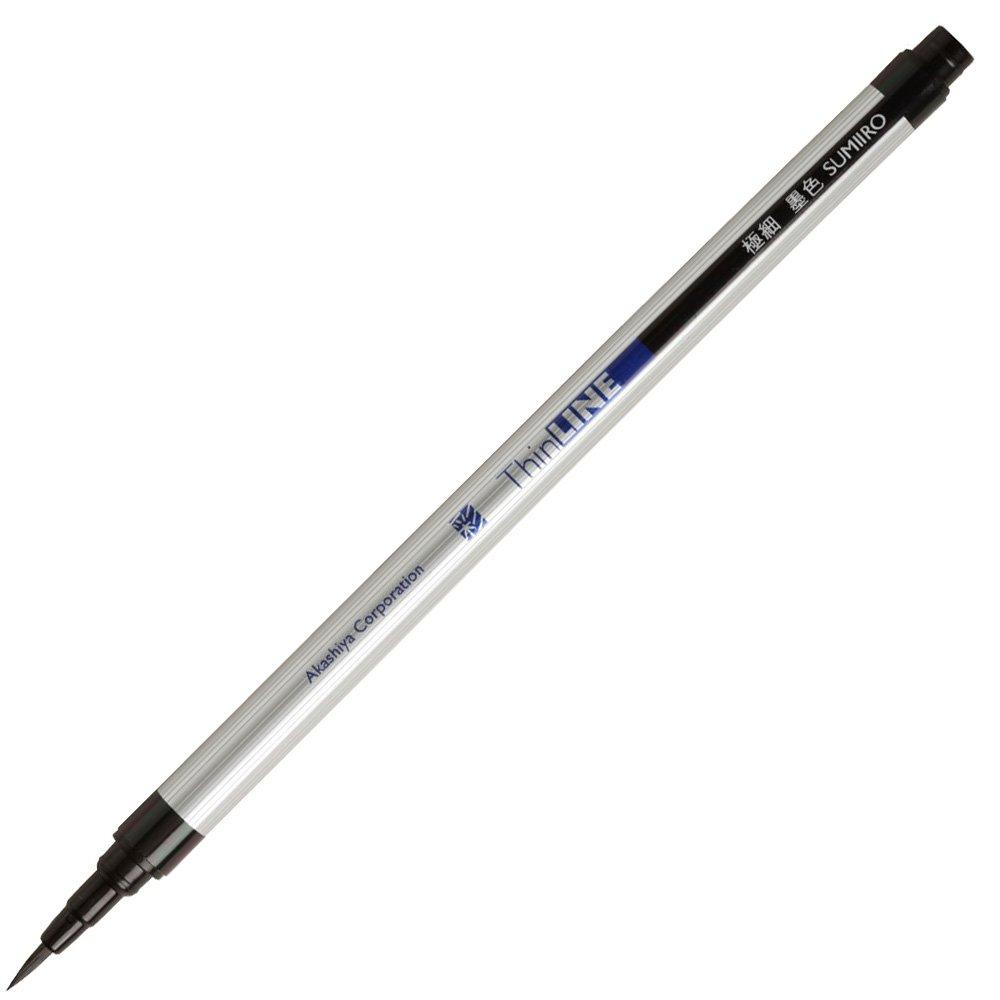 Akashiya Extra-Fine Brush Pen 'Sai ThinLINE', Ink Black, Set of 5, TL300-01-5P