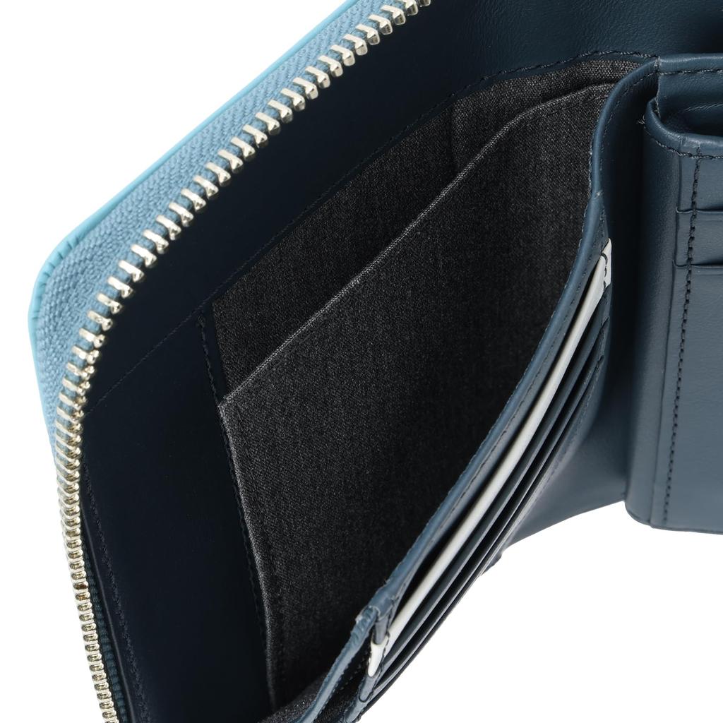 Кошелек Katharine Hamnett London VITA, Итальянская кожа без хрома, Большая молния, Кошелек среднего размера с отделением для мелочи-коробкой, Небесно-голубой, 490-50901