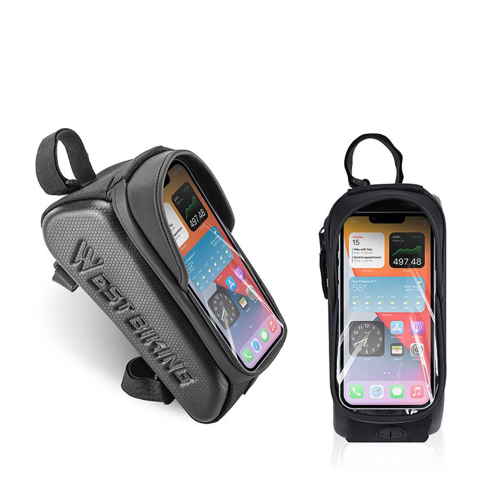 Водонепроницаемая сумка для велосипеда Сумка на раму велосипеда с передней трубкой Сумка для мобильного телефона с сенсорным экраном Двойная молния Велоспорт