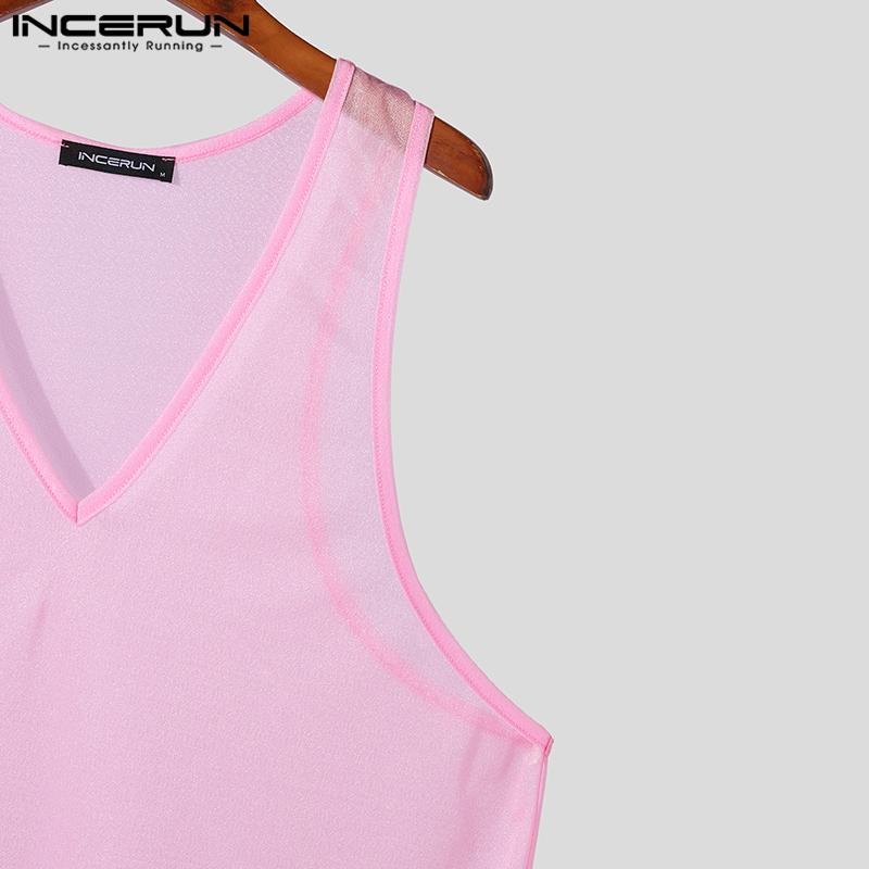 INCERUN Мужские прозрачные майки без рукавов, прозрачный жилет для вечеринок и клубов